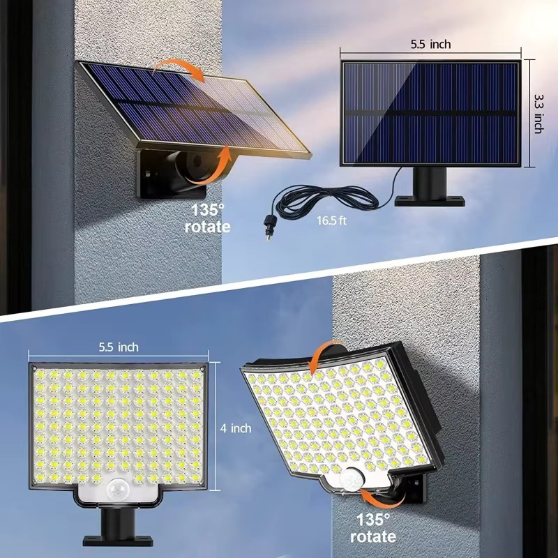 NEWBIRTH LED-Solar-Bewegungsleuchte für den Außenbereich mit separatem Solarpanel, wasserdichte Flutlicht-Wandleuchte in Schwarz mit 3 Lichtmodi für Garten und Garage - Bild 4