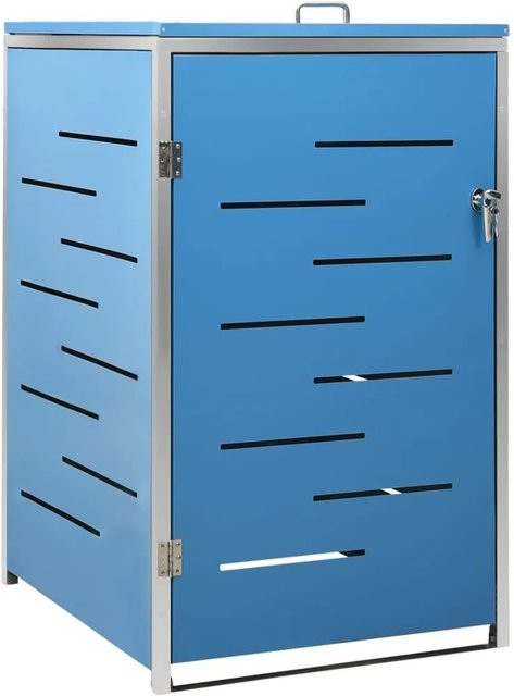 vidaXL Mülltonnenbox aus Edelstahl und verzinktem Stahl für 1 Tonne, Farbe Silber, B/T/H: 69 x 77,5 x 115 cm - Bild 1