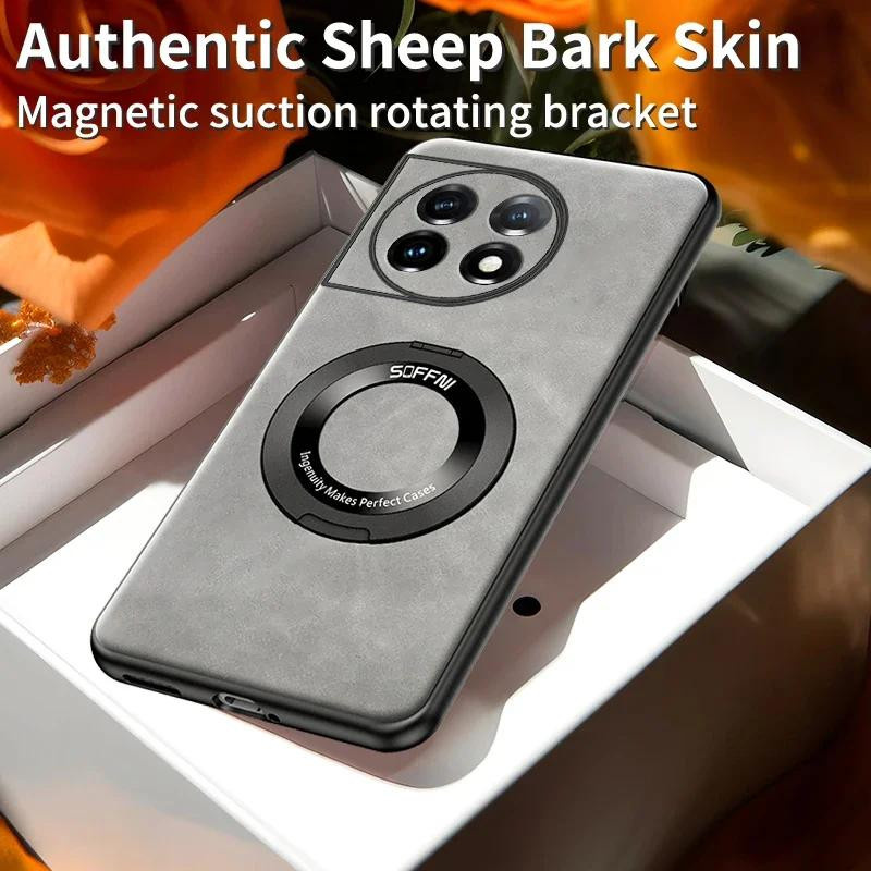 Magnetische Stoßfeste Handyhülle aus Leder für OnePlus 13 12 11 mit kabellosem Lade-Ring in verschiedenen Farben - Bild 2