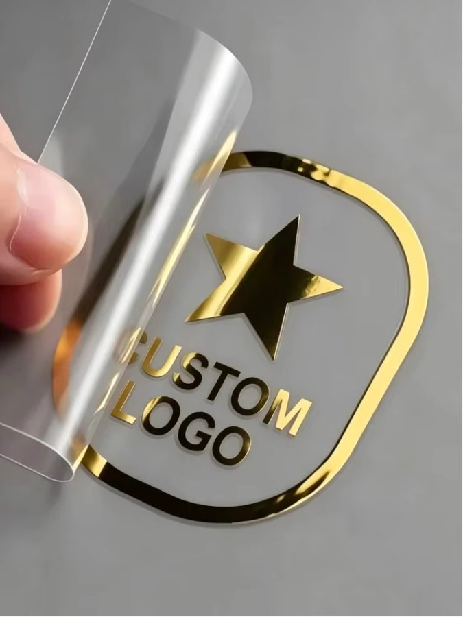 50 Stück personalisierte 3D-UV-DTF-Transferaufkleber mit individuellem Logo-Design in Gold und Silber - Bild 1