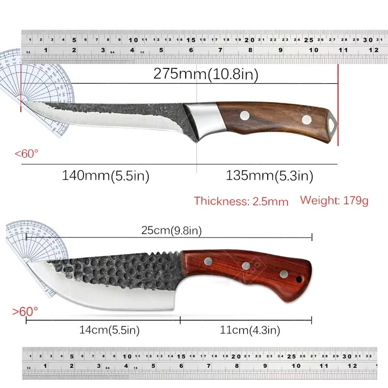 WXCOO Ultra-Messer aus geschmiedetem Edelstahl in Silber mit Holzgriff und Schutzhülle - Bild 5