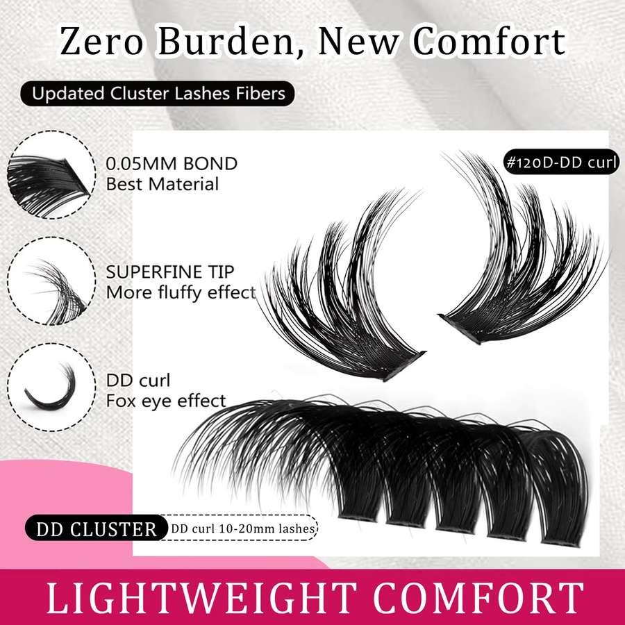 Anlinnet Wimpern-Cluster CC/DD Curl, 240 Stück, 10-20mm, Unisex - Bild 3