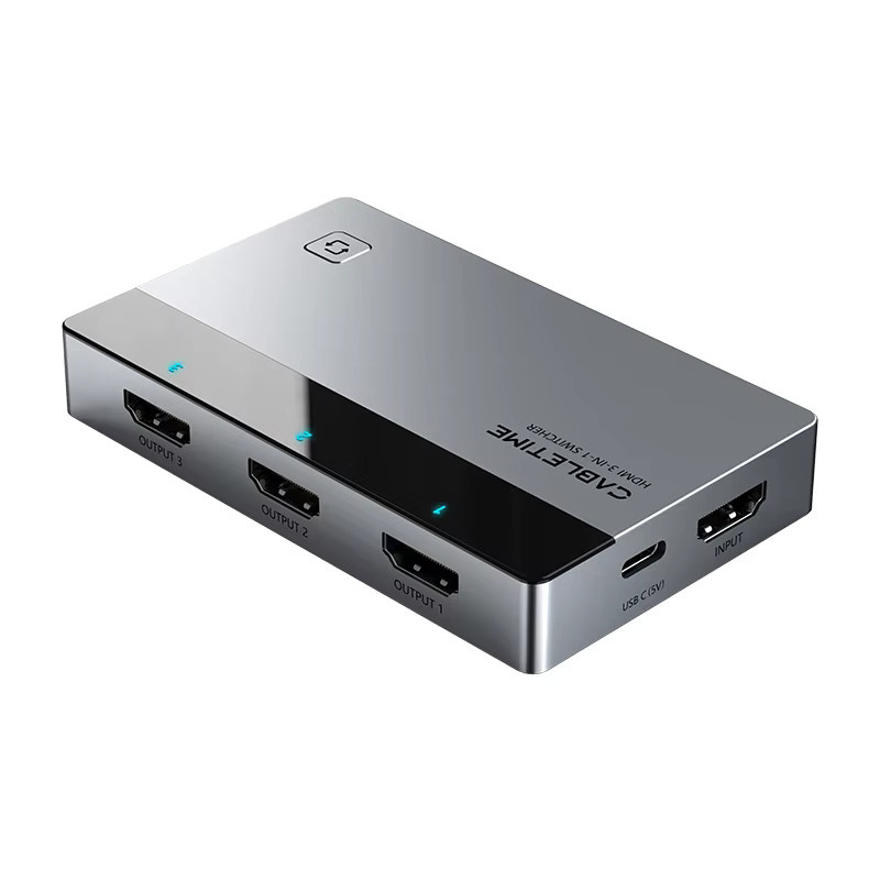 CABLETIME 3-in-1 HDMI-Umschalter 4K 60 Hz HDMI-Splitter in Silber für HDTV, PS5, Laptop und MacBook - Bild 4