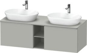 Duravit Waschtischunterschrank D-Neo in Grau Matt mit 2 Türen und offenen Regalfächern, Wandmontage, B/T/H: 140 x 55 x 45,9 cm - Bild 1