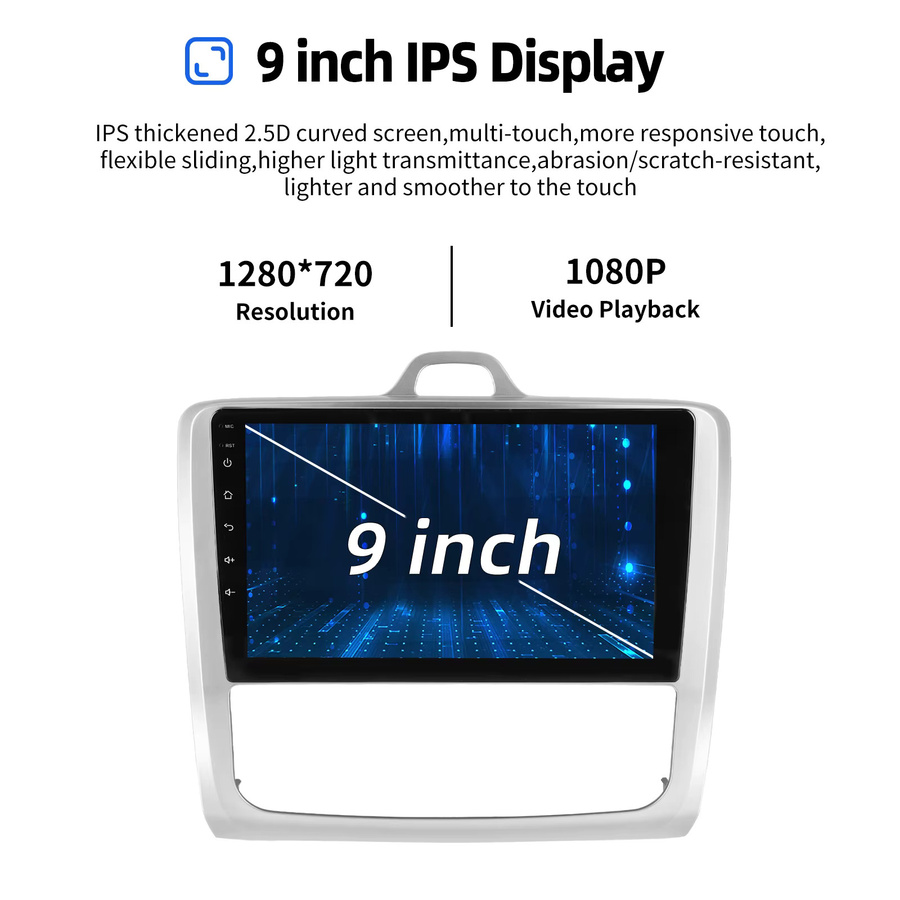 MOPECT Android 15 Autoradio für Ford Focus MK2 2004-2011 mit 9 Zoll Touchscreen, 4+64GB, GPS, Bluetooth, DAB und Rückfahrkamera, Schwarz - Bild 6
