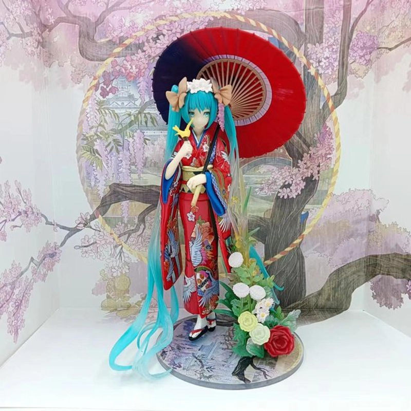 Hatsune Miku Anime Actionfigur im Kimono mit Regenschirm aus PVC, Höhe: 23,0 cm - Bild 1