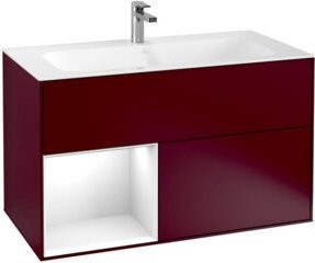 V&B Waschtischunterschrank Finion rechts Glossy White Lacquer, Peony Matt, B: 59,1 cm, H: 49,8 cm, T: 59,1 cm - Bild 1