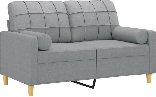 vidaXL 2-Sitzer-Sofa in Hellgrau mit Zierkissen, modernes Stoffsofa mit Metallrahmen, Breite: 120 cm, Tiefe: 77 cm, Höhe: 80 cm - Bild 1
