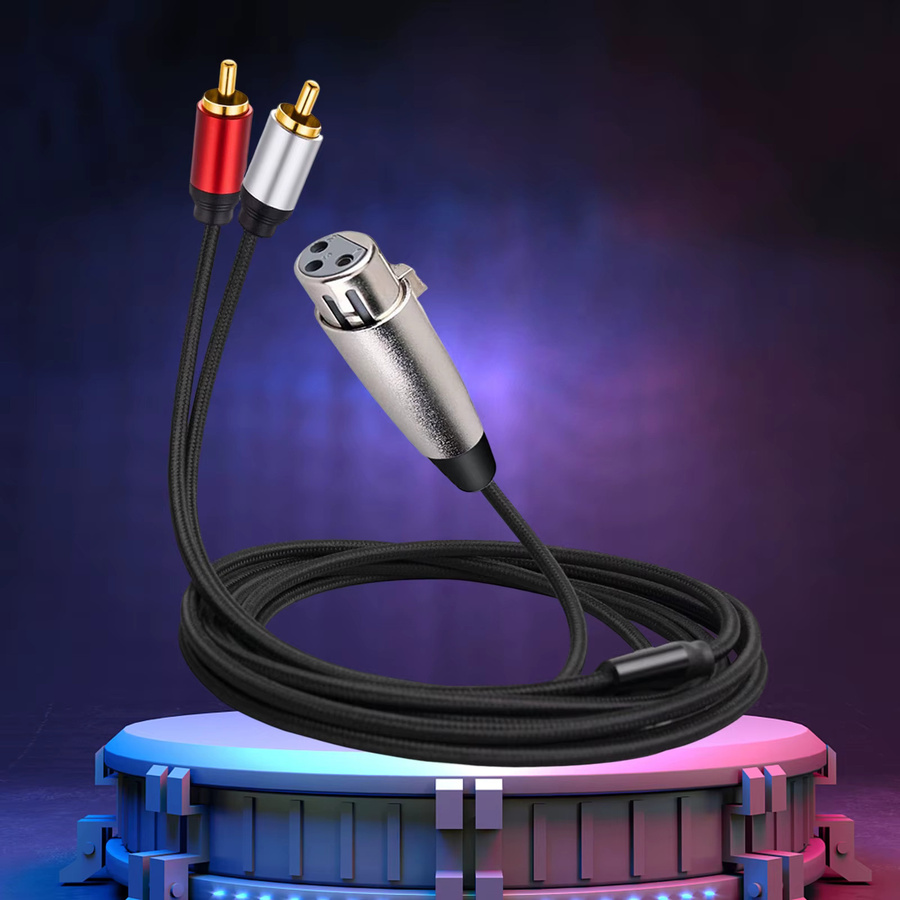 XLR zu Dual RCA Audiokabel Adapter für Kopfhörer, Verstärker und Mikrofone, Farbe: transparent - Bild 3