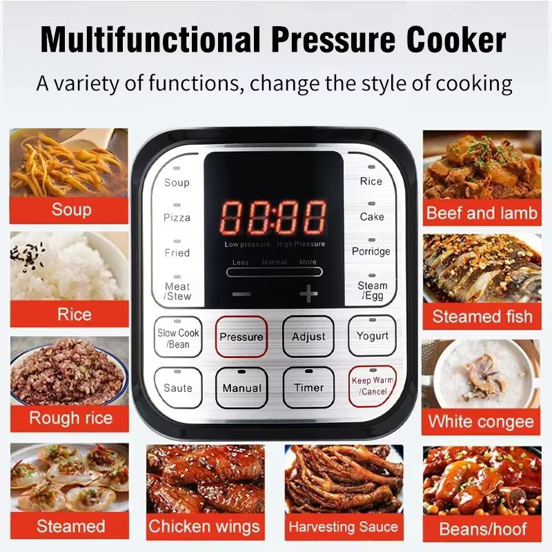 BALASHOV Elektrischer Multicooker aus Edelstahl in Silber, 5 l Volumen, Smart Schnellkochtopf mit Slow Cooker, Reiskocher und Dampftopf - Bild 4