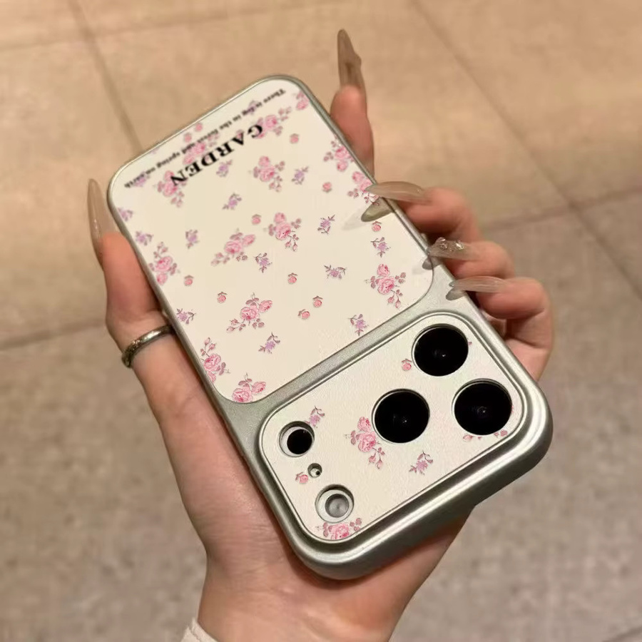 AKABEILA Blumen Leder Handyhülle für iPhone 12 bis 17 Pro Max, Matt, Weiche Stoßfeste Silikonhülle mit Trageband, Multicolour - Bild 5