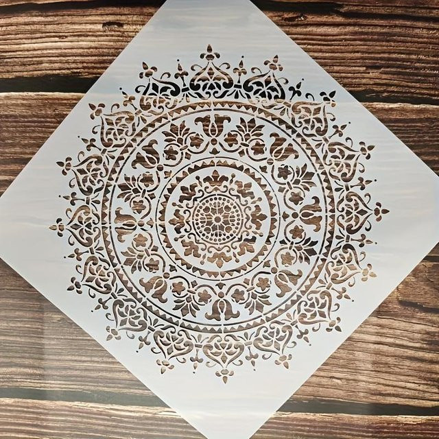 XYNN Vintage Mandala Schablonen mit filigranen floralen und geometrischen Mustern in Grau und Weiß für DIY Wandkunst und Textilhandwerk - Bild 1