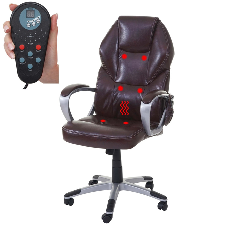 MCW Massage-Bürostuhl A69 Chefsessel mit Heizfunktion und Massagefunktion aus Kunstleder in Bordeaux - Bild 2