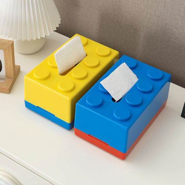 Kreative Baustein-Taschentuchbox aus Kunststoff zur Wandmontage, wasserdicht, Farben: Weiß, Grau und Mehrfarbig - Bild 1