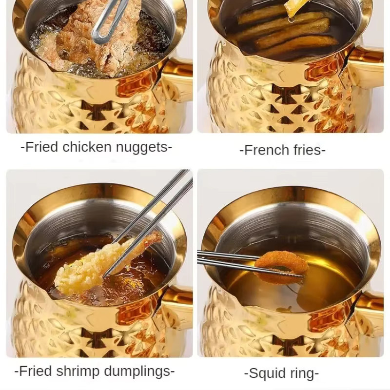 Multifunktionaler Milchtopf aus Edelstahl in Gold, ideal als kleines Fritteuse-Ersatz oder Küchenwerkzeug für Kaffee und Milch - Bild 3
