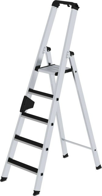 PROREGAL Stufen-Stehleiter Clip-Step einseitig begehbar, Farbe: Silber, 5 Stufen - Bild 1