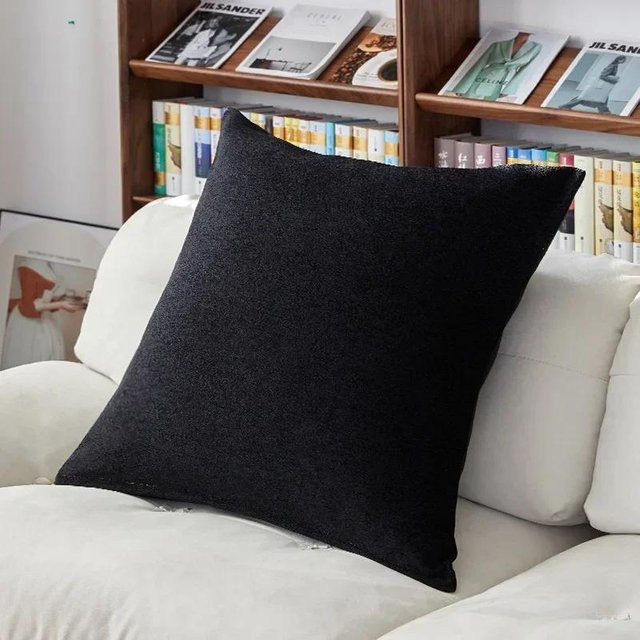 Serene Homes Chenille-Kissenbezug quadratisch, Schwarz, B/T/H: 70 x 70 x 0 cm - Bild 1