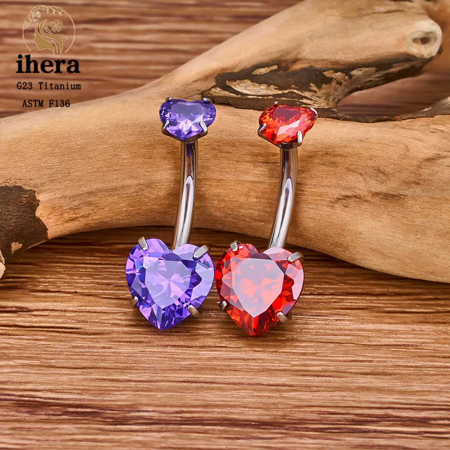ihera Bauchnabelring Herz, Titan, Zirkonia, Damen - Bild 2