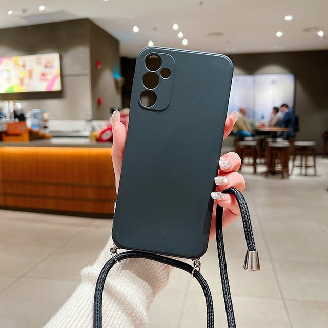 Crossbody Strap Lanyard aus weichem TPU für Samsung Galaxy Modelle A15 A25 A35 A55 A14 A24 A34 A54 A13 A23 A33 A53 A12 A22 A32 A52 A31 A51 S24 in Schwarz und Weiß - Bild 1