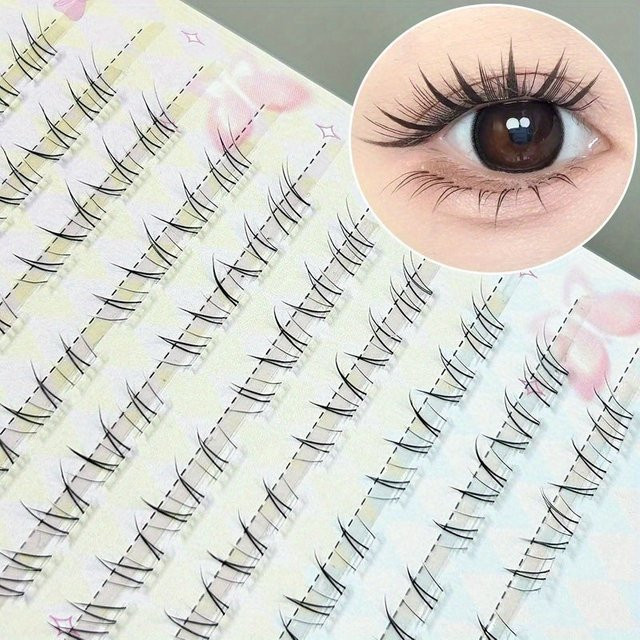 Mixiaohe Untere Wimpern, 80 Bündel, Transparenter Stiel - Bild 1