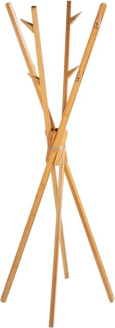 Wenko Stand-Garderobe Mikado aus Bambus in Braun mit Haken und Dreibein-Gestell - Bild 1