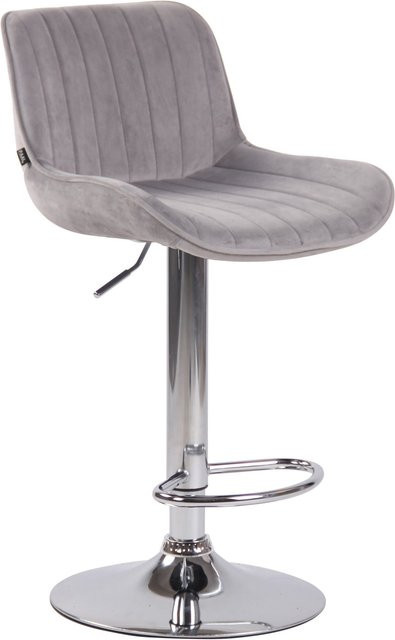 TPFLiving Barhocker Lento in Grau mit Samtbezug und Chromoptik Metallgestell, drehbar 360 Grad, Höhe: 108 cm, Breite: 50 cm, Tiefe: 50 cm - Bild 1