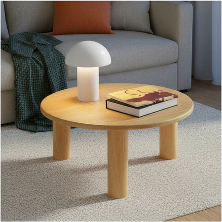 tectake Couchtisch Sisi rund, Eiche Hell, MDF furniert und lackiert, B/T/H: 80 x 80 x 35,5 cm