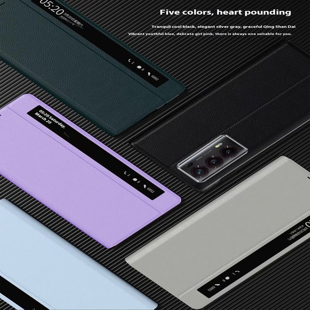 Honor Magic V2 Smart Window Leder-Handyhülle in Schwarz mit magnetischem Flip-Design und Stoßschutz - Bild 1