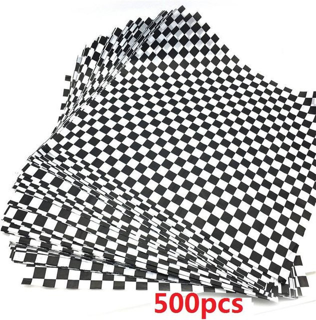 500 Blatt Backölpapier als fettdichtes Wachspapier mit schwarz-weiß kariertem Muster für die Lebensmittelverpackung - Bild 1