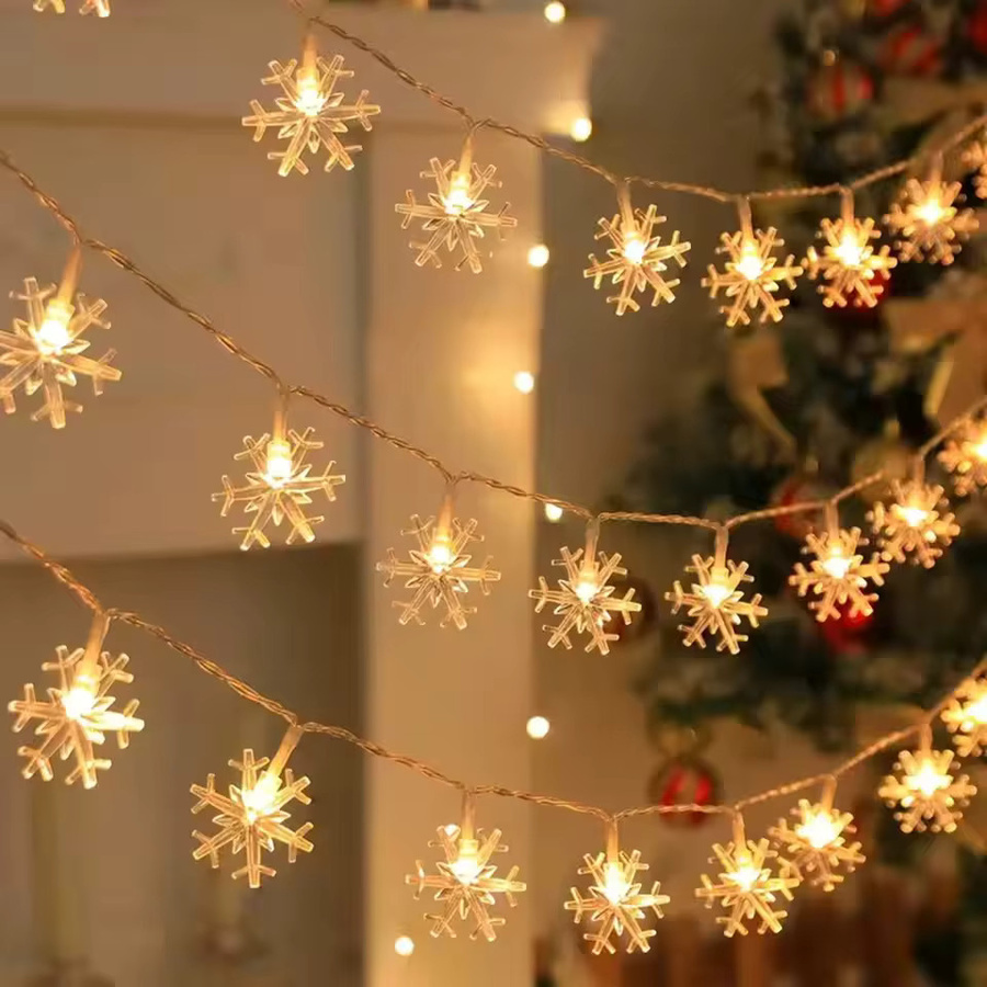 Schneeflocken-Lichterkette in Warmweiß mit USB- und Batteriebetrieb für Weihnachts- und Partydekoration - Bild 2