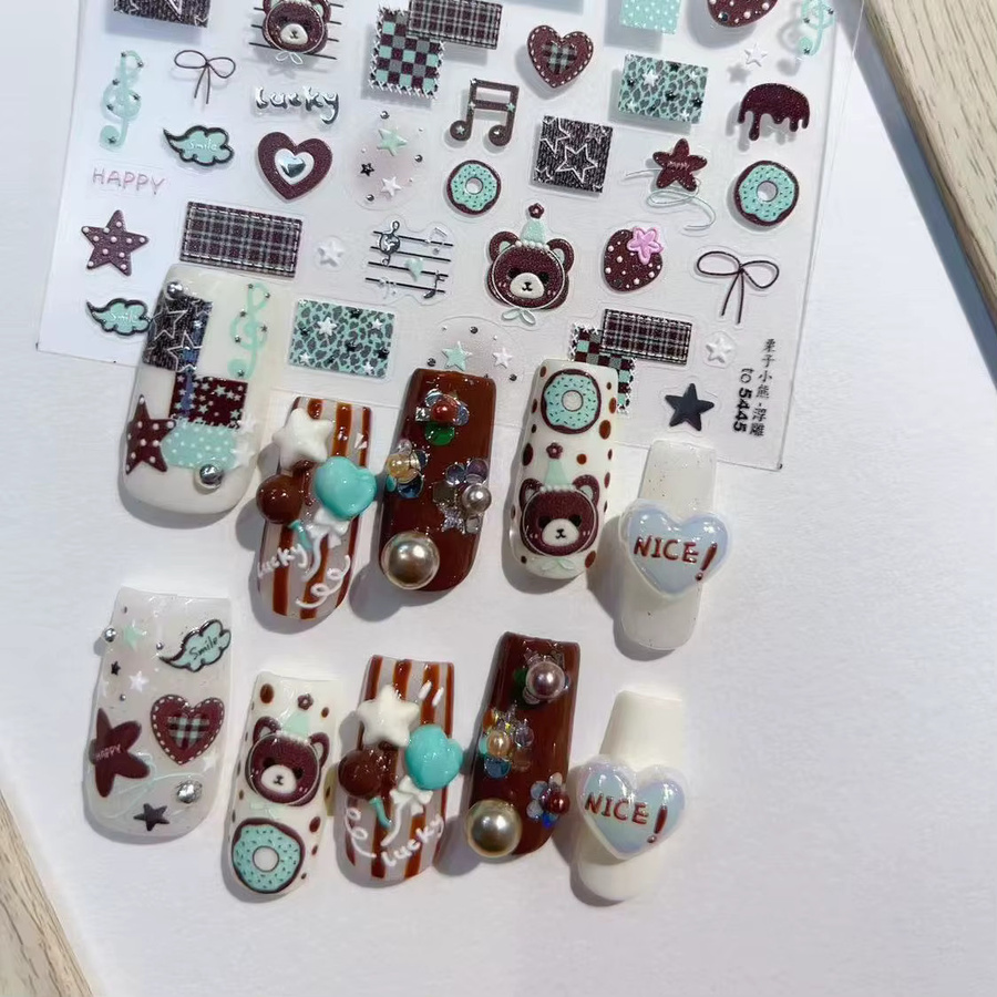 NAILFYOU Nagelaufkleber 5D Geprägte Liebessterne, Glänzend, Unisex - Bild 2