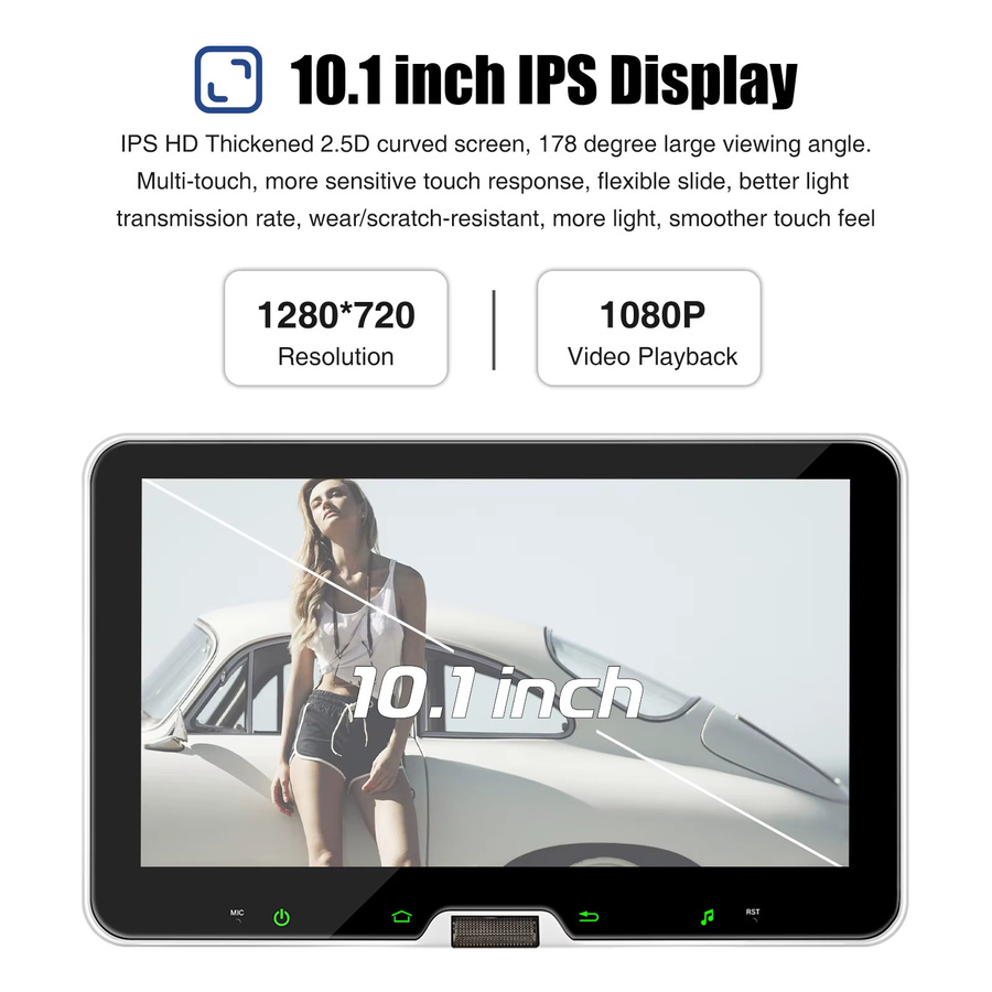 ESSGOO Android 14 Autoradio Single DIN mit 10.1 Zoll drehbarem Bildschirm, Wireless Carplay, GPS NAVI, Bluetooth, Wi-Fi und Mikrofon in Schwarz - Bild 2