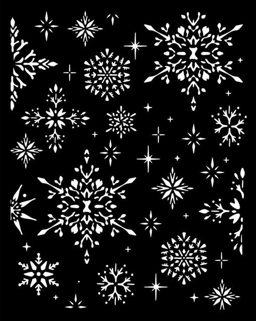 Stamperia Schablone The Owl's House Snowflakes in Weiß für Weihnachten und Winter - Bild 1