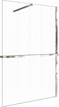 AICA Walk In Duschwand aus ESG-Glas mit Stabilisator und Duschregal, Farbe: Transparent/Silber, B: 90 cm, H: 200 cm