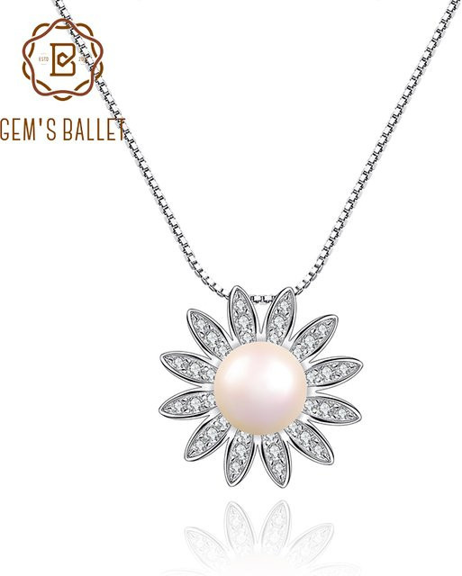 GEM'S BALLET Halskette 925 Sterlingsilber, weiße Süßwasserperlen, Damen - Bild 1