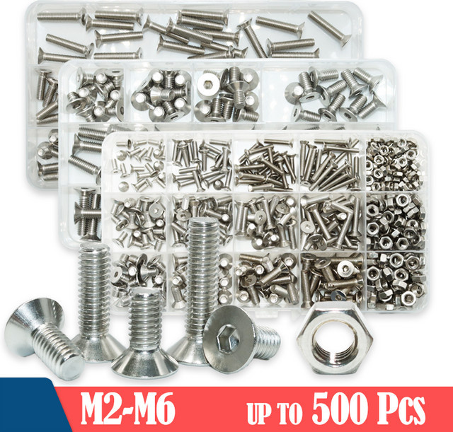 Edelstahl Sechskant Senkkopfschrauben Set DIN 7991 in Silber für M2,5 bis M6 - Bild 1