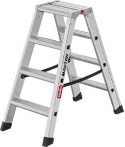 Hailo Aluminium-Doppelstufenleiter Master D100 in Silber mit 4 Stufen - Bild 1