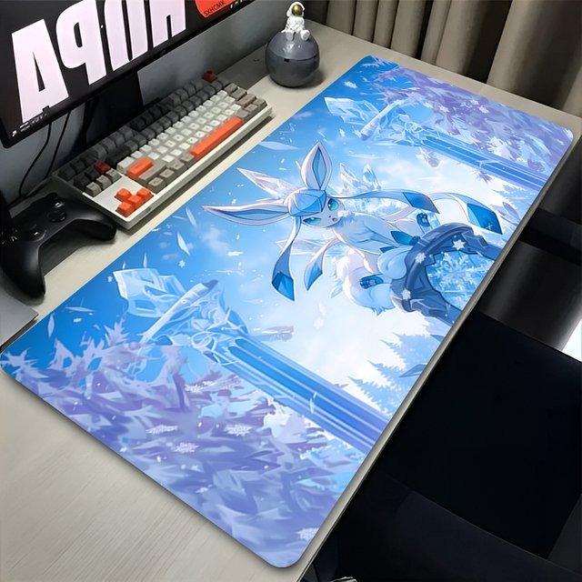 Bandai Mauspad Anime Glaceon Pokemon Blau Schreibtischunterlage für PC Gamer und Laptop - Bild 1