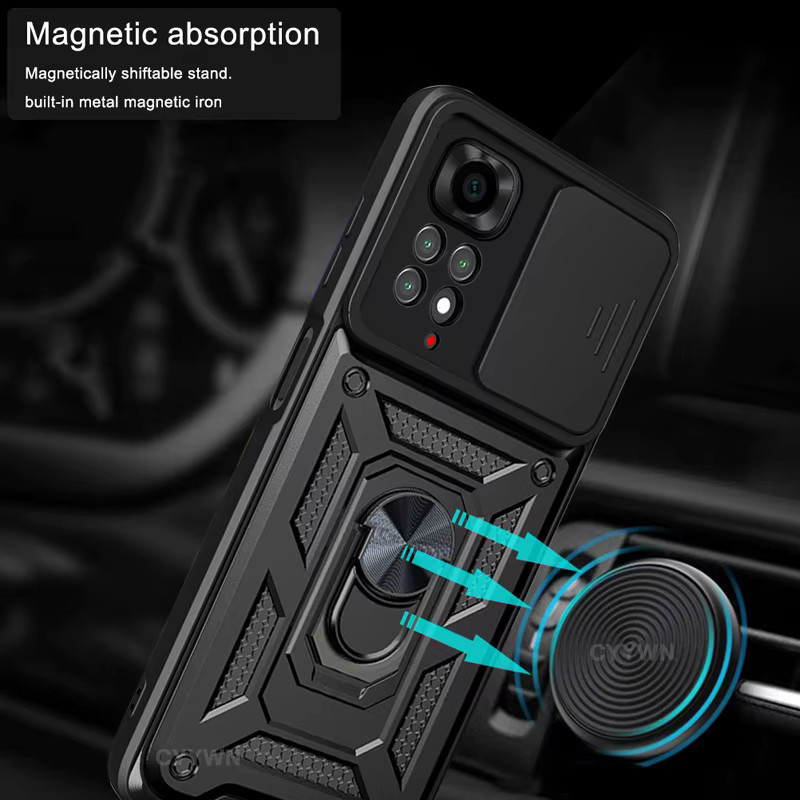 Slide Kamera Objektiv Schutzhülle für Xiaomi Redmi Note 13 12 11 Pro Plus 11s 12s in Schwarz oder Grün - Bild 2