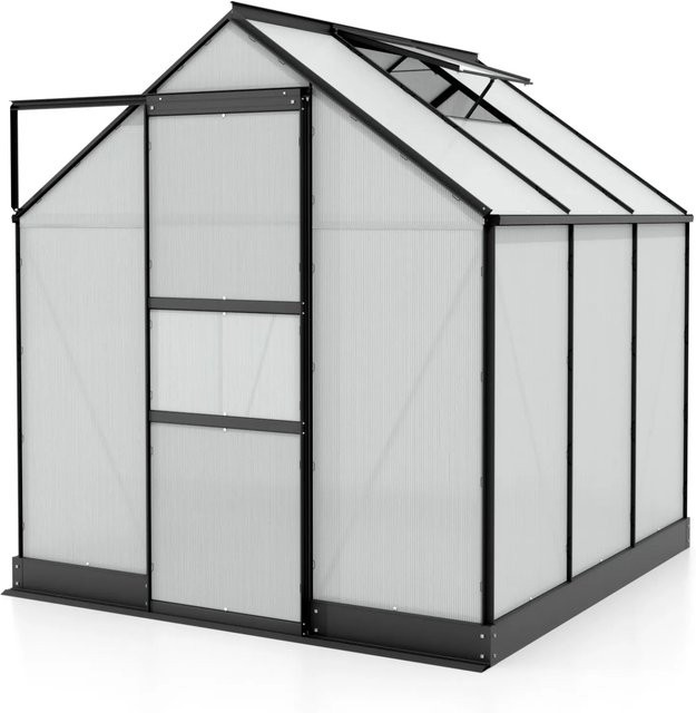 Vitavia Gewächshaus Apollo 3800 Schwarz mit Fundament und Regenrinnen aus Aluminium und Polycarbonat - Bild 1