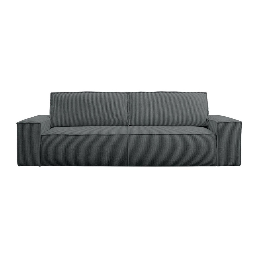 Vente-unique Schlafsofa Amelia in Anthrazitgrau mit Cord-Bezug und Armlehnen, Breite: 257 cm - Bild 2