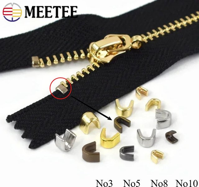 Meetee Metall-Reißverschluss-Endschloss Set in Schwarz als Reparaturset und Nähzubehör - Bild 1