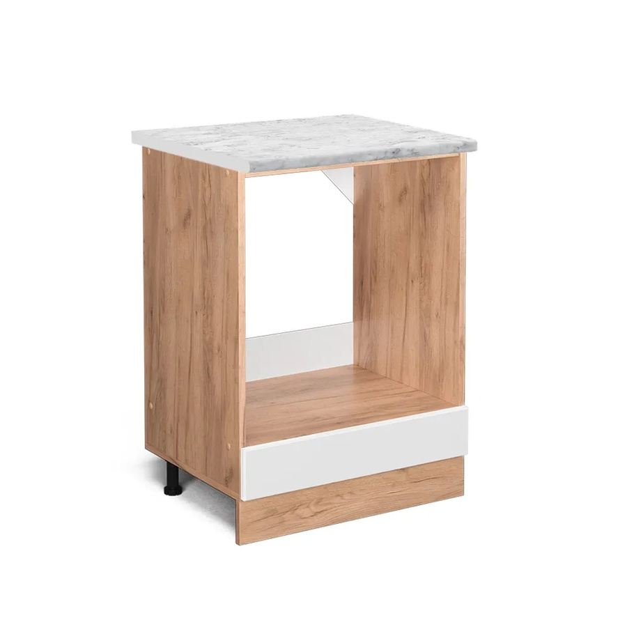 Vicco R-Line Herdbauschrank in Weiß Hochglanz mit Marmor-Optik, Breite: 60 cm, Höhe: 81,6 cm, Tiefe: 46 cm - Bild 2
