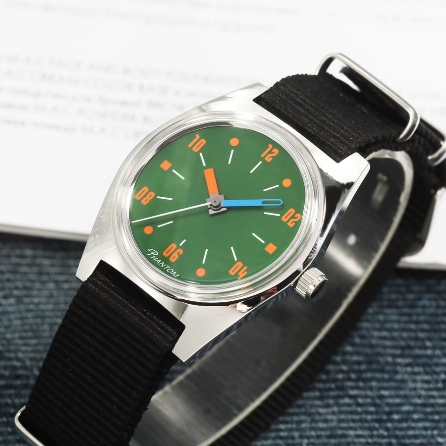 VITEMPORA Armbanduhr Handaufzug, Edelstahl, 36 mm, Grün, Herren - Bild 2