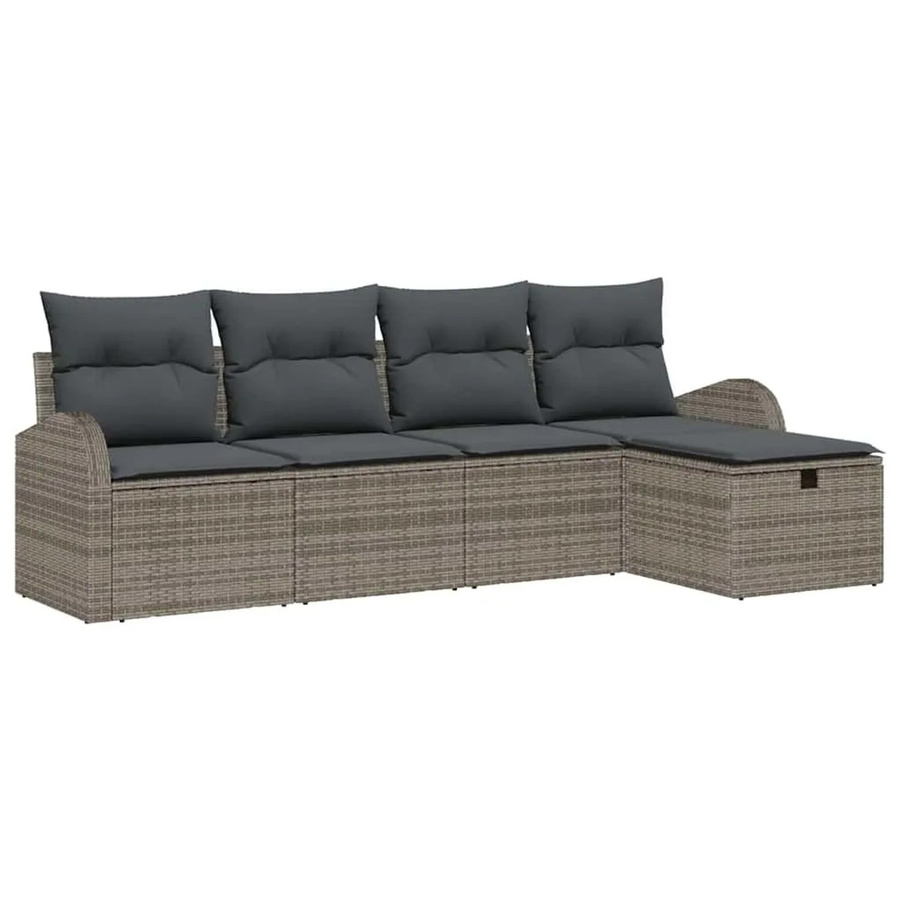 vidaXL Lounge-Gartenmöbel Set aus Poly-Rattan in Grau mit Ecksofa, Ottoman und integriertem Kissenstaufach - Bild 2