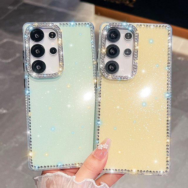 AKABEILA Diamant-Strass-Glitzer-Handyhülle für Samsung Galaxy S25 S24 S23 Ultra Plus FE A56 A55 A36 A35 A26 A17 A16 A15 A07 in Grün Multicolour, Stoßfeste Schutzhülle für Android - Bild 1