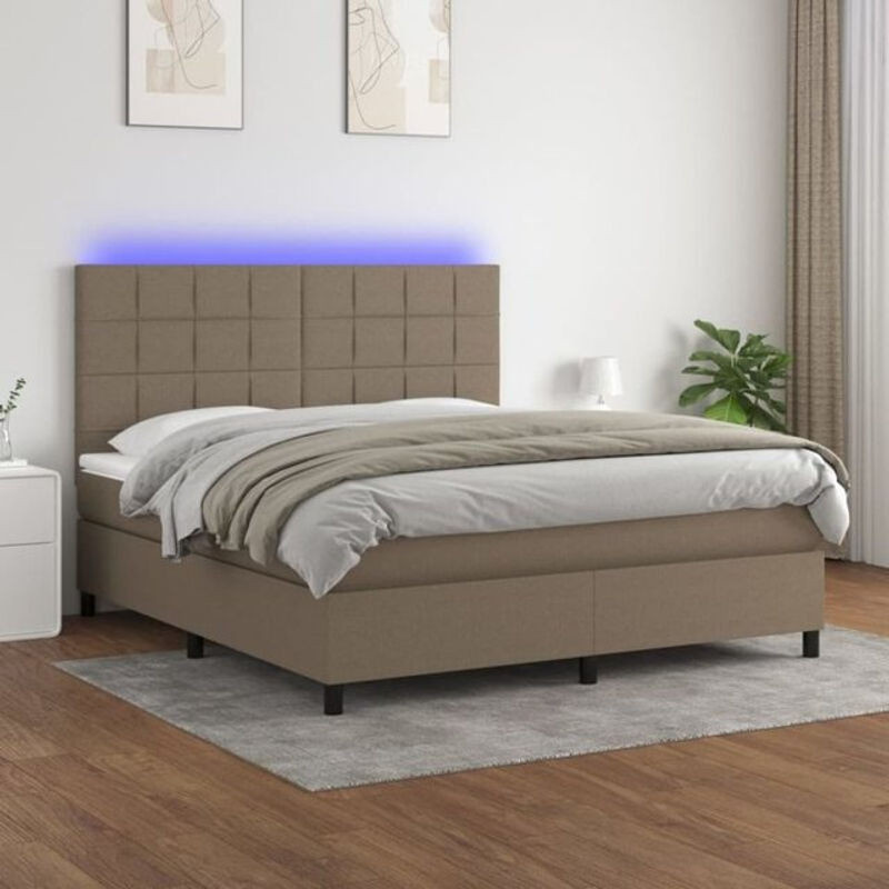 Vidaxl Boxspringbett mit Matratze in Taupe meliert, Stoff, B/T/H: 160 x 200 x 118 cm - Bild 1