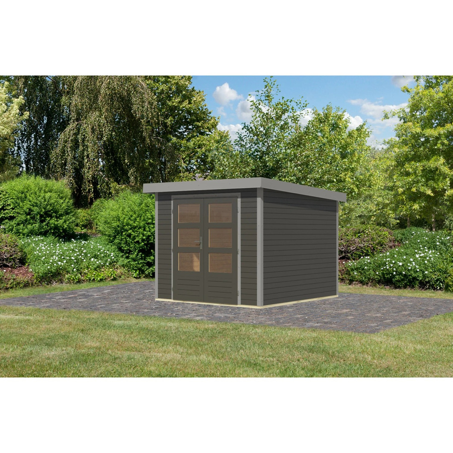 Karibu Gartenhaus Diego 3,5 in Terragrau/Graualuminium, B/T/H: 209 x 238 x 242 cm - Bild 2