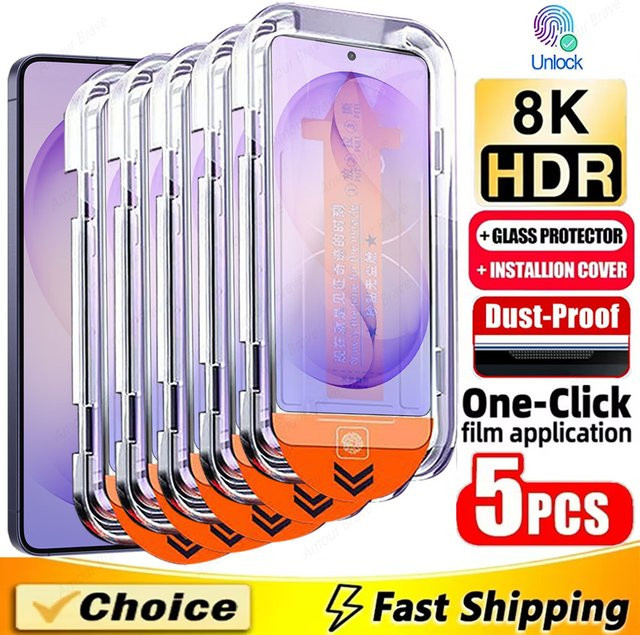 5er Pack Displayschutzfolie aus gehärtetem Glas für Samsung S26 S25 S24 Ultra und S25 Edge Plus, transparent mit oleophobischer Beschichtung gegen Fingerabdrücke - Bild 1