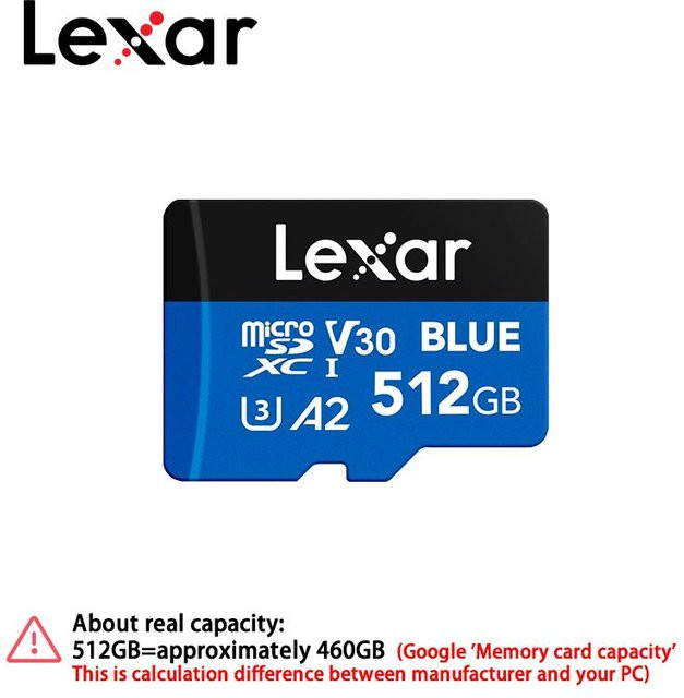 Lexar microSDXC UHS-I Speicherkarte 512 GB, Blau, V30, A2, U3, Full HD, 4K UHD mit SD-Adapter - Bild 1